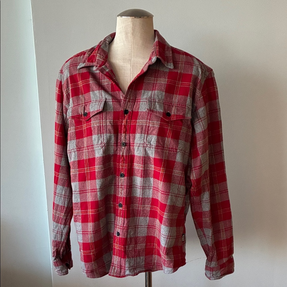 Red and Gray Plaid Eddie Bauer Button-Up Shirt